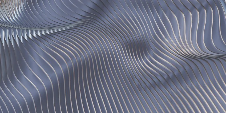 Parallel line wave background waves of plastic swaying rubber sheet 3D illust Stock Illustration