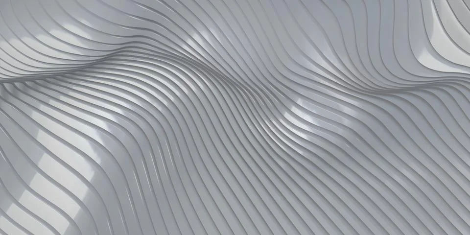 Parallel line wave background waves of plastic swaying rubber sheet 3D illust Stock Illustration