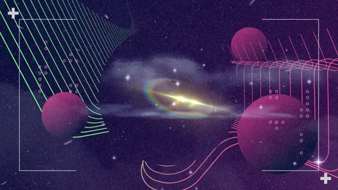 Parallel lines and sphere against space in background Stock Footage 139756371