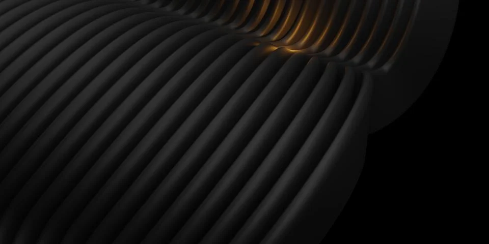 Parallel lines wave planes plastic tube surfaces distorted black curve 3d abs Stock Illustration