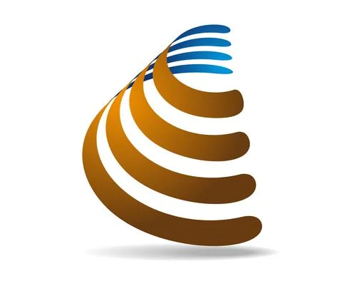 Parallel lines wound around a transparent cone. Golden and navy blue Stock Illustration