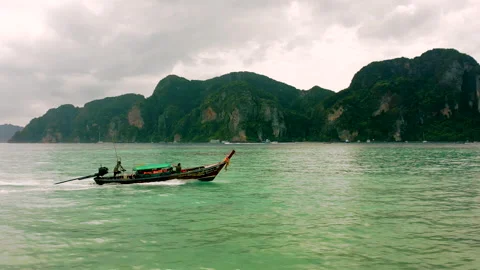 Parallel motion with the boat on the drone Stock Footage 232718023