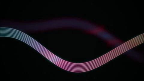 Parallel neon lines flow in a smooth U shape seamless loop Stock Footage 343115194