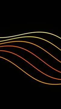 Parallel orange and yellow lines sweep in gentle waves across a black backg.. Stock Illustration