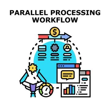Parallel processing workflow optimizing business automation 스톡 일러스트