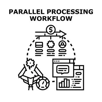 Parallel processing workflow optimizing business automation Stock Illustration