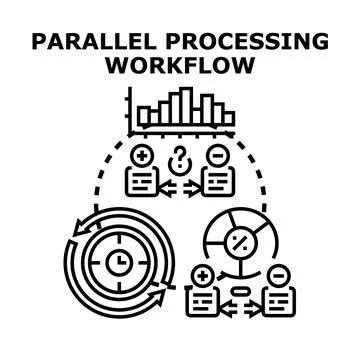 Parallel processing workflow optimizing data management operations Stock Illustration