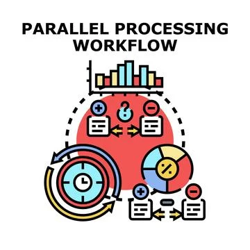 Parallel processing workflow optimizing data management operations 库存插图