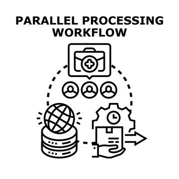 Parallel processing workflow optimizing digital task efficiency Illustrazione stock