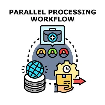 Parallel processing workflow optimizing digital task efficiency Stock Illustration
