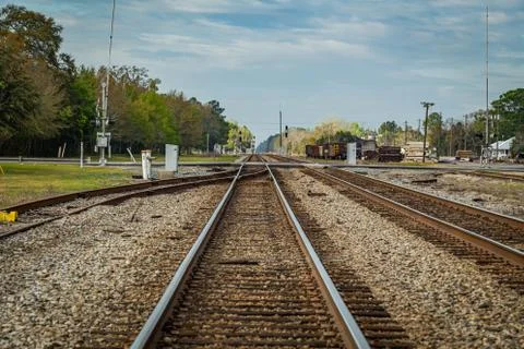 Parallel Railroad Tracks Stockfoto's