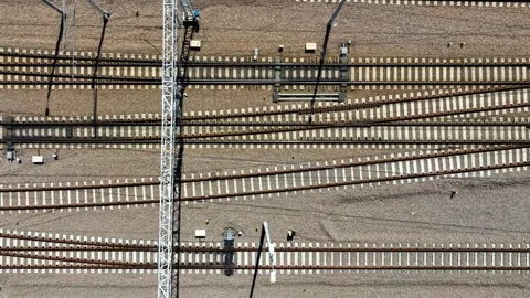 Parallel railway tracks from above Stock Footage 264635659