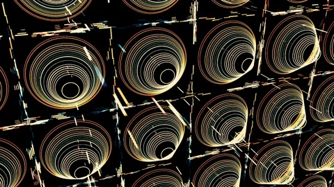 Parallel rows of cone silhouettes of many circles of different diameter Stock Footage 122275848