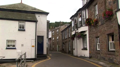 Parallel rows of houses at Mousehole, Cornwall England Stock Footage 62468983