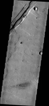The parallel sides and low interior seen in this image from NASA s 2001 Ma... Stockfoto's