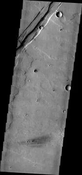 The parallel sides and low interior seen in this image from NASA's 2001 Mar.. 스톡 사진