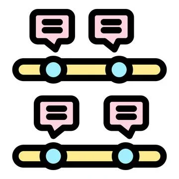 Parallel timelines showing project milestones with chat messages exchanged Stock Illustration