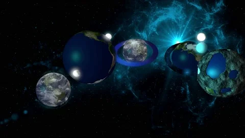 Parallel universe displaying five earths together Stock Footage 133419701