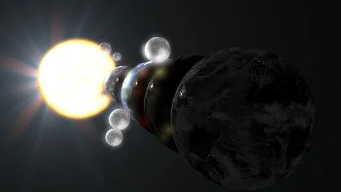 Parallel universe multiple earth illustration realistic 3D rendering and 3d i Stock Illustration
