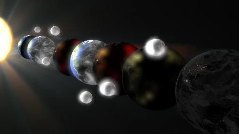 Parallel universe multiple earth illustration realistic 3D rendering and 3d i 스톡 일러스트