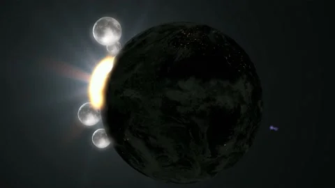 Parallel universe multiple earth with multiple moon illustration realistic 3D Stock Footage 139676925