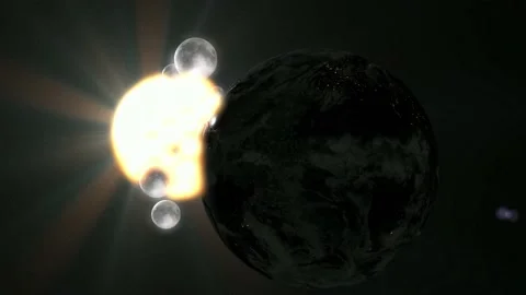 Parallel universe multiple earth with multiple moon illustration realistic 3D Stock Footage 139680152