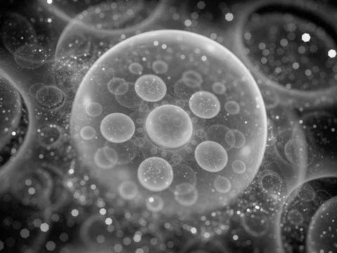 Parallel universes bubble model black and white texture Stock Illustration