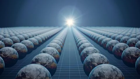 Parallel universes in many worlds interpretation of quantum physics. Multiple Stock Illustration