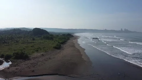 A parallel view between the beach and the land Video stock 244857939