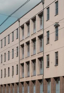 A parallel view of building facades. Stock Photos