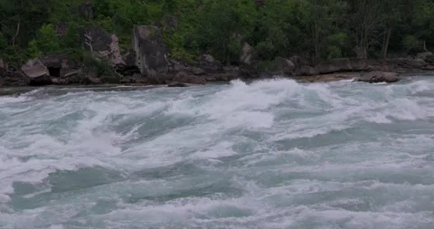 Parallel view of raging rapids in the Niagara river Stock Footage 251290128