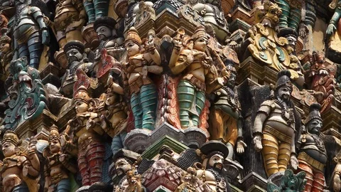 Parallel view of temple statues Stock Footage 94691945