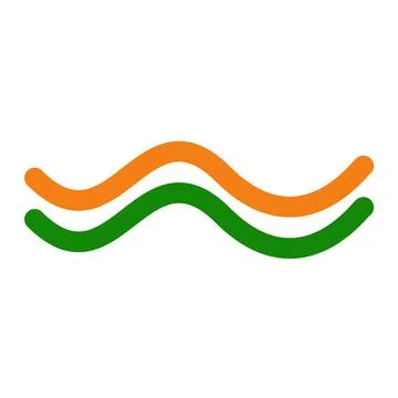 Parallel wavy orange and green lines Stock Illustration
