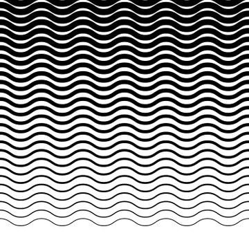 Parallel wavy-zigzag horizontal lines - Horizontally repeatable geometric pat Stock Illustration