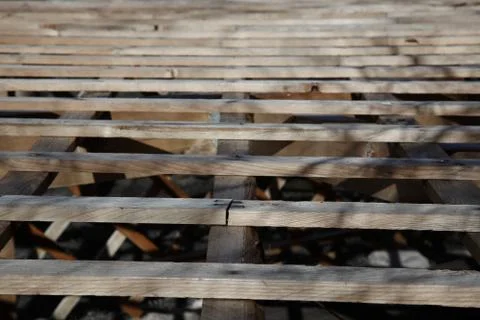 Parallel wood lattice Foto stock