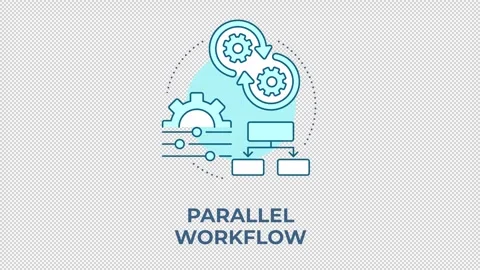 Parallel workflow blue concept icon animation Stock Footage 344176532