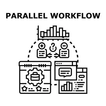 Parallel workflow concept with business and data management Illustrazione stock