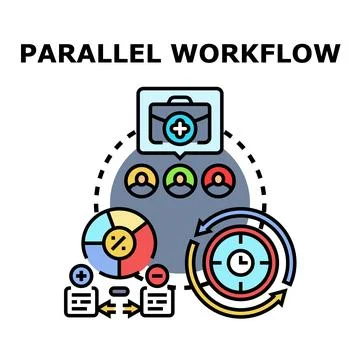 Parallel workflow concept creating efficient process management Stock Illustration