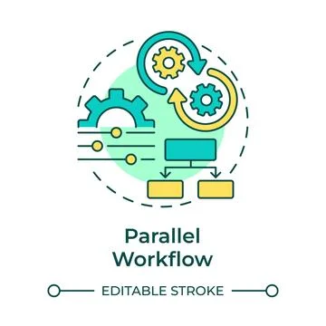 Parallel workflow multi color concept icon Stock Illustration