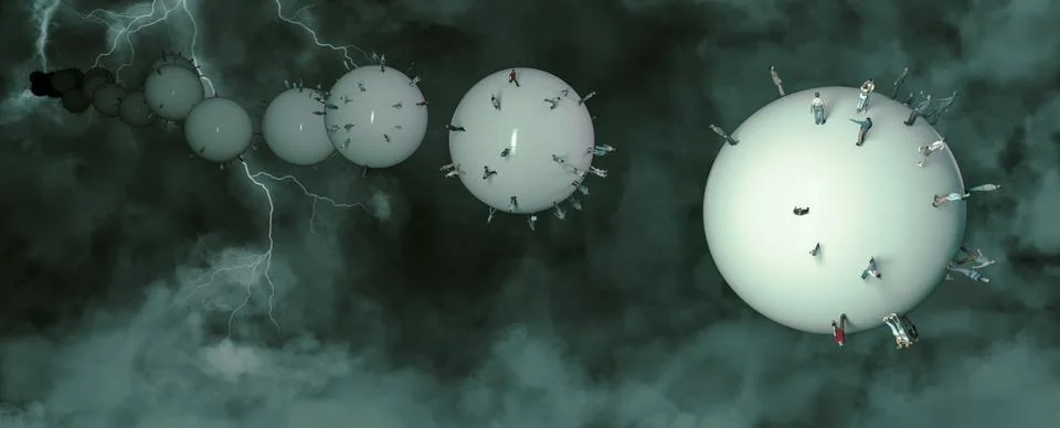 Parallel worlds concept engulfed in storm 写真素材