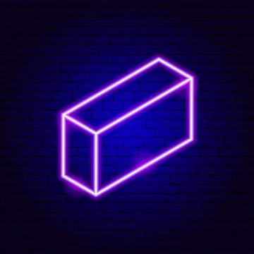 Parallelepiped Neon Sign Stock Illustration