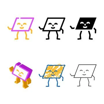 Parallelogram geometric shape character color icon diversity vector Stock Illustration