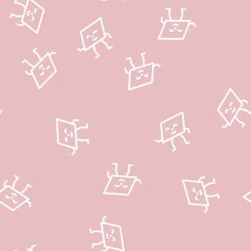 Parallelogram geometric shape character line vector seamless pattern 库存插图