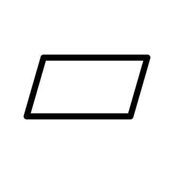 Parallelogram geometric shape icon with bold black outline Stock Illustration