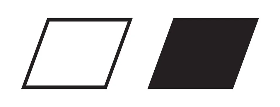 Parallelogram icon, vector geometric square rectangle polygon line shape silh Illustrazione stock