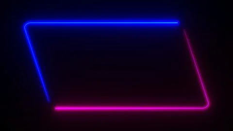 Parallelopiped frame with two tone neon color line on isolated black backgr.. Stock Illustration