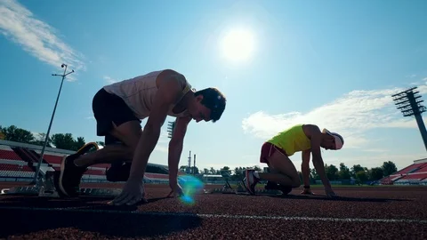 Paralympians with artificial legs are practicing in running Stock Footage 116801890