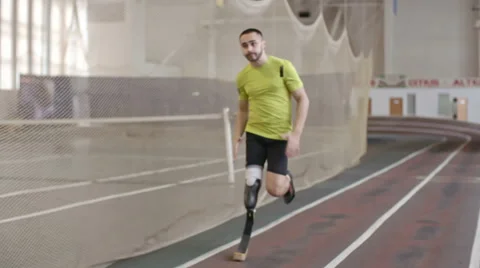 Paralympic Athlete Running in Practice Stock Footage 62057496