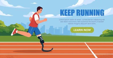 Paralympic athlete running on track. Vector illustration Stock Illustration