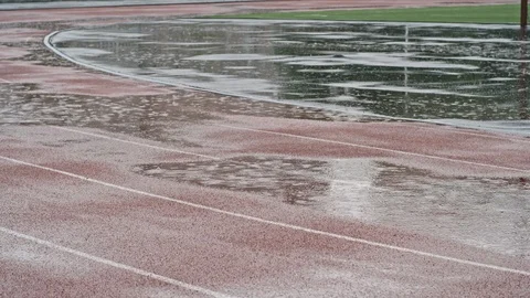 Paralympic Blade Runner Training in the Rain Stock Footage 99767953